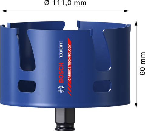 Sierra de corona de carburo Bosch EXPERT Construction Material de 111 mm.